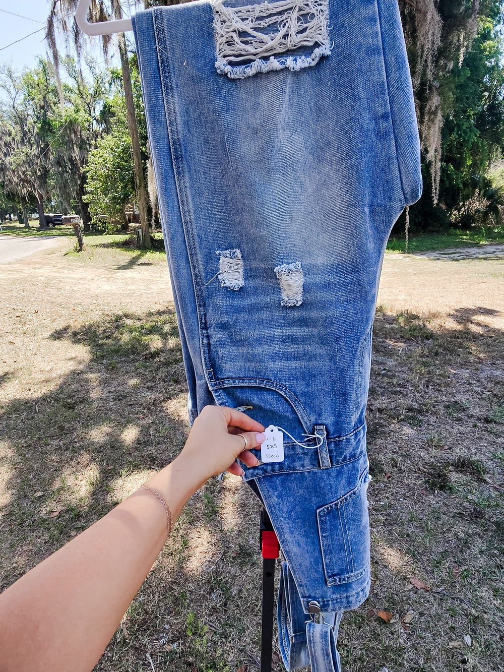Distressed Blue Denim Jeans - Vintage Wash